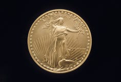 Het Gouden Muntstuk van de vrijheid stock fotografie Het Gouden Muntstuk van de vrijheid stock fotografie
