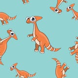 Het grappige naadloze patroon van de beeldverhaaldinosaurus stock illustratie Het grappige naadloze patroon van de beeldverhaaldinosaurus stock illustratie