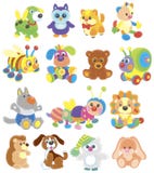Het grappige stuk speelgoed dieren vriendschappelijke glimlachen stock illustratie Het grappige stuk speelgoed dieren vriendschappelijke glimlachen stock illustratie