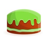 Het groene pictogram van de cakeverjaardag, beeldverhaalstijl vector illustratie Het groene pictogram van de cakeverjaardag, beeldverhaalstijl vector illustratie