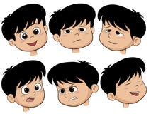 Het Hoofd van de beeldverhaaljongen Vectorreeks Verschillende Emotiespictogrammen royalty-vrije illustratie Het Hoofd van de beeldverhaaljongen Vectorreeks Verschillende Emotiespictogrammen royalty-vrije illustratie