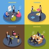 Het Isometrische Concept van de groepswerksamenwerking stock illustratie Het Isometrische Concept van de groepswerksamenwerking stock illustratie