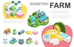 Het isometrische Concept van de Zuivelindustrieinfographic royalty-vrije illustratie Het isometrische Concept van de Zuivelindustrieinfographic royalty-vrije illustratie