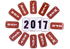 het jaar en de maand geïsoleerde tegels van 2017 Stock Afbeeldingen het jaar en de maand geïsoleerde tegels van 2017 Stock Afbeeldingen
