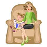 Het jonge boek van de moederlezing aan haar dochter royalty-vrije illustratie Het jonge boek van de moederlezing aan haar dochter royalty-vrije illustratie