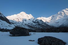 Het kamp van de trekkingstoâ Annapurna basis stock afbeelding Het kamp van de trekkingstoâ Annapurna basis stock afbeelding