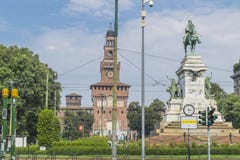 Het Kasteel van Sforza in Milaan, Italië royalty-vrije stock afbeeldingen Het Kasteel van Sforza in Milaan, Italië royalty-vrije stock afbeeldingen
