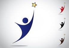 Het kleurrijke van de persoons het winnen of voltooiing pictogram van het successymbool stock illustratie Het kleurrijke van de persoons het winnen of voltooiing pictogram van het successymbool stock illustratie