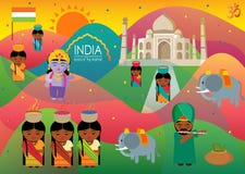 Het land van India van taj mahal en mooie cultuur stock illustratie Het land van India van taj mahal en mooie cultuur stock illustratie