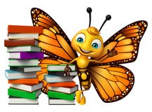 het leuke karakter van het Vlinderbeeldverhaal met boeken vector illustratie het leuke karakter van het Vlinderbeeldverhaal met boeken vector illustratie