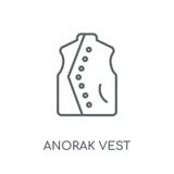 Het lineaire pictogram van het anorakvest Het moderne concept van het het Vestembleem van de overzichtsanorak vector illustratie Het lineaire pictogram van het anorakvest Het moderne concept van het het Vestembleem van de overzichtsanorak vector illustratie