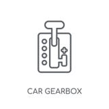 het lineaire pictogram van de autoversnellingsbak Het moderne concept van het de versnellingsbakembleem van de overzichtsauto stock illustratie het lineaire pictogram van de autoversnellingsbak Het moderne concept van het de versnellingsbakembleem van de overzichtsauto stock illustratie