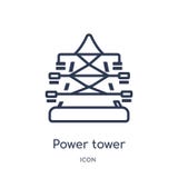 Het lineaire pictogram van de machtstoren van de inzameling van het de Industrieoverzicht Dun die de torenpictogram van de lijnma vector illustratie Het lineaire pictogram van de machtstoren van de inzameling van het de Industrieoverzicht Dun die de torenpictogram van de lijnma vector illustratie