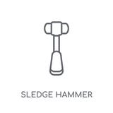 Het lineaire pictogram van de sleehamer Het moderne de hamerembleem van de overzichtsslee bedriegt stock illustratie Het lineaire pictogram van de sleehamer Het moderne de hamerembleem van de overzichtsslee bedriegt stock illustratie