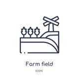 Het lineaire pictogram van het landbouwbedrijfgebied van Landbouw die en het tuinieren overzichtsinzameling bewerken Dunne die he royalty-vrije illustratie Het lineaire pictogram van het landbouwbedrijfgebied van Landbouw die en het tuinieren overzichtsinzameling bewerken Dunne die he royalty-vrije illustratie
