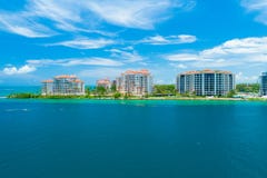 Het luchtstrand van Miami van de meningsstad, Zuidenstrand, Florida, de V.S. stock foto's Het luchtstrand van Miami van de meningsstad, Zuidenstrand, Florida, de V.S. stock foto's