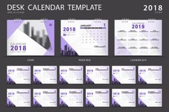 Het malplaatje van de bureaukalender 2018 Reeks van 12 Maanden ontwerper stock illustratie Het malplaatje van de bureaukalender 2018 Reeks van 12 Maanden ontwerper stock illustratie