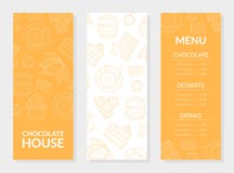 Het Malplaatje van de het Menukaart van het chocoladehuis, Chocolade, Desserts en Dranken, Restaurant, Cafetaria, het Element van royalty-vrije illustratie Het Malplaatje van de het Menukaart van het chocoladehuis, Chocolade, Desserts en Dranken, Restaurant, Cafetaria, het Element van royalty-vrije illustratie
