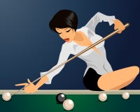 Het meisje speelt biljart royalty-vrije illustratie Het meisje speelt biljart royalty-vrije illustratie