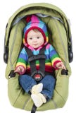 Het meisje van de baby in autozetel royalty-vrije stock afbeeldingen Het meisje van de baby in autozetel royalty-vrije stock afbeeldingen