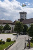 Het middeleeuwse Kasteel van Ljubljana, Ljubljana, Ljubljanski grad, kasteel, fort, vesting, Slovenië, Europa, panorama Stock Fotografie Het middeleeuwse Kasteel van Ljubljana, Ljubljana, Ljubljanski grad, kasteel, fort, vesting, Slovenië, Europa, panorama Stock Fotografie