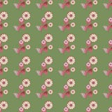 Het mooie naadloze bloemenpatroon van lichtrose en groenachtige bloemen, kastanjebruin-rood verlaat, op een olijfachtergrond, vec stock illustratie Het mooie naadloze bloemenpatroon van lichtrose en groenachtige bloemen, kastanjebruin-rood verlaat, op een olijfachtergrond, vec stock illustratie