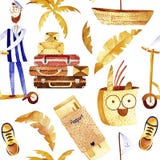 Het naadloze patroon van de waterverfreis stock illustratie Het naadloze patroon van de waterverfreis stock illustratie