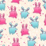 Het naadloze patroon van het kawaiikind met leuke krabbels stock illustratie Het naadloze patroon van het kawaiikind met leuke krabbels stock illustratie