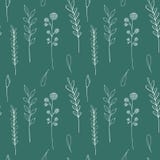 Het naadloze patroon van inktwildflowers Nam de hand getrokken papaver, klis, tarwe, wild gras, kamille, korenbloem, geranium toe royalty-vrije illustratie Het naadloze patroon van inktwildflowers Nam de hand getrokken papaver, klis, tarwe, wild gras, kamille, korenbloem, geranium toe royalty-vrije illustratie