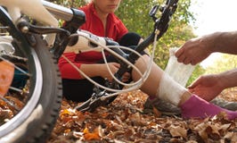 Het ongeval van Biking stock foto Het ongeval van Biking stock foto