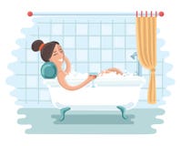 Het ontspannen van de vrouw in badkamers vector illustratie Het ontspannen van de vrouw in badkamers vector illustratie