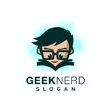 Het ontwerp vectorillustratie van het Geeknerdembleem stock illustratie Het ontwerp vectorillustratie van het Geeknerdembleem stock illustratie