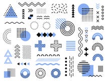 Het ontwerpelementen van Memphis Retro van funky grafische, ontwerpen jaren '90tendensen en uitstekende geometrische het elemente royalty-vrije illustratie Het ontwerpelementen van Memphis Retro van funky grafische, ontwerpen jaren '90tendensen en uitstekende geometrische het elemente royalty-vrije illustratie