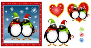 Het Paar van de Pinguïn van Kerstmis van het beeldverhaal vector illustratie Het Paar van de Pinguïn van Kerstmis van het beeldverhaal vector illustratie