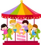 Het paard en de kinderen van de carrousel royalty-vrije illustratie Het paard en de kinderen van de carrousel royalty-vrije illustratie