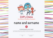 Het peuterdiploma van basisschooljonge geitjes vector illustratie Het peuterdiploma van basisschooljonge geitjes vector illustratie