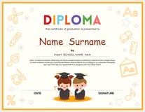 Het peutermalplaatje van het het certificaatontwerp van het Jonge geitjesdiploma stock illustratie Het peutermalplaatje van het het certificaatontwerp van het Jonge geitjesdiploma stock illustratie