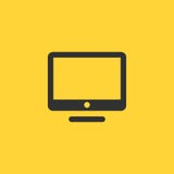 Het pictogram van de computermonitor Vlak PC-symbool Vectordieillustratie, op gele achtergrond wordt geïsoleerd vector illustratie Het pictogram van de computermonitor Vlak PC-symbool Vectordieillustratie, op gele achtergrond wordt geïsoleerd vector illustratie