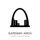 het pictogram van de gatewayboog in in ontwerpstijl het pictogram van de gatewayboog op witte achtergrond wordt geïsoleerd die he stock illustratie het pictogram van de gatewayboog in in ontwerpstijl het pictogram van de gatewayboog op witte achtergrond wordt geïsoleerd die he stock illustratie