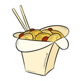 Het pictogram van de wokdoos Vector geïsoleerd hand getrokken pictogram stock illustratie Het pictogram van de wokdoos Vector geïsoleerd hand getrokken pictogram stock illustratie