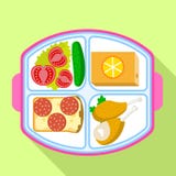 Het pictogram van het lunchdienblad, vlakke stijl stock illustratie Het pictogram van het lunchdienblad, vlakke stijl stock illustratie