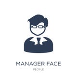 Het pictogram van het managergezicht Het in vlakke vectorpictogram van het Managergezicht op wit vector illustratie Het pictogram van het managergezicht Het in vlakke vectorpictogram van het Managergezicht op wit vector illustratie