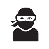 Het pictogram van het Ninjagezicht Het in Ninja-concept van het gezichtsembleem op witte backgro stock illustratie Het pictogram van het Ninjagezicht Het in Ninja-concept van het gezichtsembleem op witte backgro stock illustratie