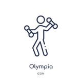 Het pictogram van Olympia van de olympische inzameling van het spelenoverzicht Het dunne die pictogram van lijnolympia op witte a vector illustratie Het pictogram van Olympia van de olympische inzameling van het spelenoverzicht Het dunne die pictogram van lijnolympia op witte a vector illustratie
