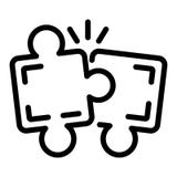 Het pictogram van het raadselgroepswerk, overzichtsstijl royalty-vrije illustratie Het pictogram van het raadselgroepswerk, overzichtsstijl royalty-vrije illustratie