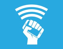 Het pictogram van smartphonewifi van de handholding royalty-vrije illustratie Het pictogram van smartphonewifi van de handholding royalty-vrije illustratie
