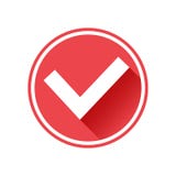 Het pictogram van het tikvinkje Wit teken op rode knoop Vector stock illustratie Het pictogram van het tikvinkje Wit teken op rode knoop Vector stock illustratie
