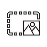 Het pictogram vectordieteken en symbool van de fotogrootte op witte backgro wordt geïsoleerd royalty-vrije illustratie Het pictogram vectordieteken en symbool van de fotogrootte op witte backgro wordt geïsoleerd royalty-vrije illustratie