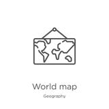 het pictogramvector van de wereldkaart van aardrijkskundeinzameling Dunne van het de kaartoverzicht van de lijnwereld het pictogr royalty-vrije illustratie het pictogramvector van de wereldkaart van aardrijkskundeinzameling Dunne van het de kaartoverzicht van de lijnwereld het pictogr royalty-vrije illustratie