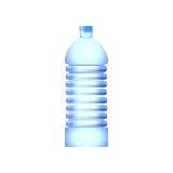 Het plastic die ontwerp van de waterfles met het puddening in centrum en het knippen weg op witte achtergrond wordt geïsoleerd vector illustratie Het plastic die ontwerp van de waterfles met het puddening in centrum en het knippen weg op witte achtergrond wordt geïsoleerd vector illustratie